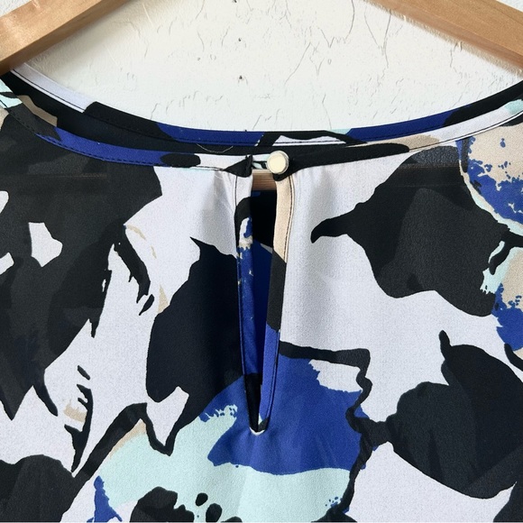 Liz Claiborne Blouse with built in Cami, Blue, Black and White, Size L - Picture 9 of 11